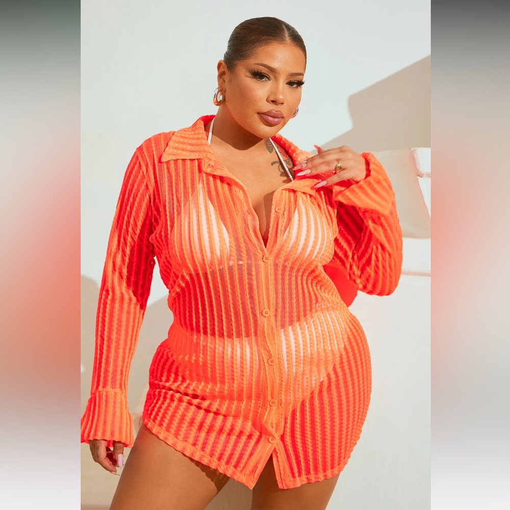 Breezy orange cover-up blouse 🧡